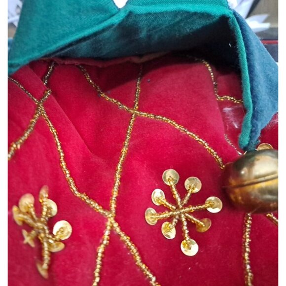 Unbranded Christmas Stocking Red Green Jiingle Bells Sequins Beading - Picture 5 of 8